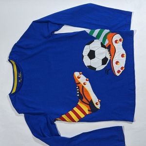 Mini Boden boys size 11-12, long sleeve, t-shirt, soccer applique